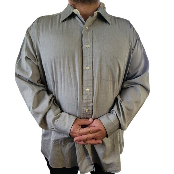 VINTAGE Tommy Hilfiger Y2K Chambray Gray Blue Shirt XL 17.5 Preppy Oversized - Picture 1 of 8